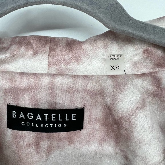 Bagatelle Faux Suede Tie-Dye Moto Jacket Women's Size XS Dusty Rose & White - Picture 9 of 9